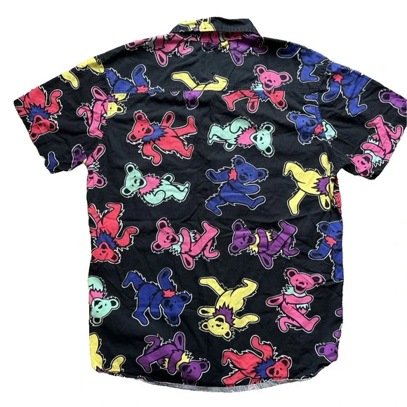 Grateful Dead Dancing Bears Shirt All Over Print Button Front Men's M - Picture 4 of 6